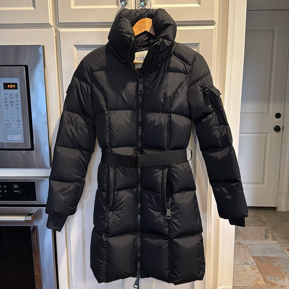 SAM Belted Mid Length Puffer Coat size S